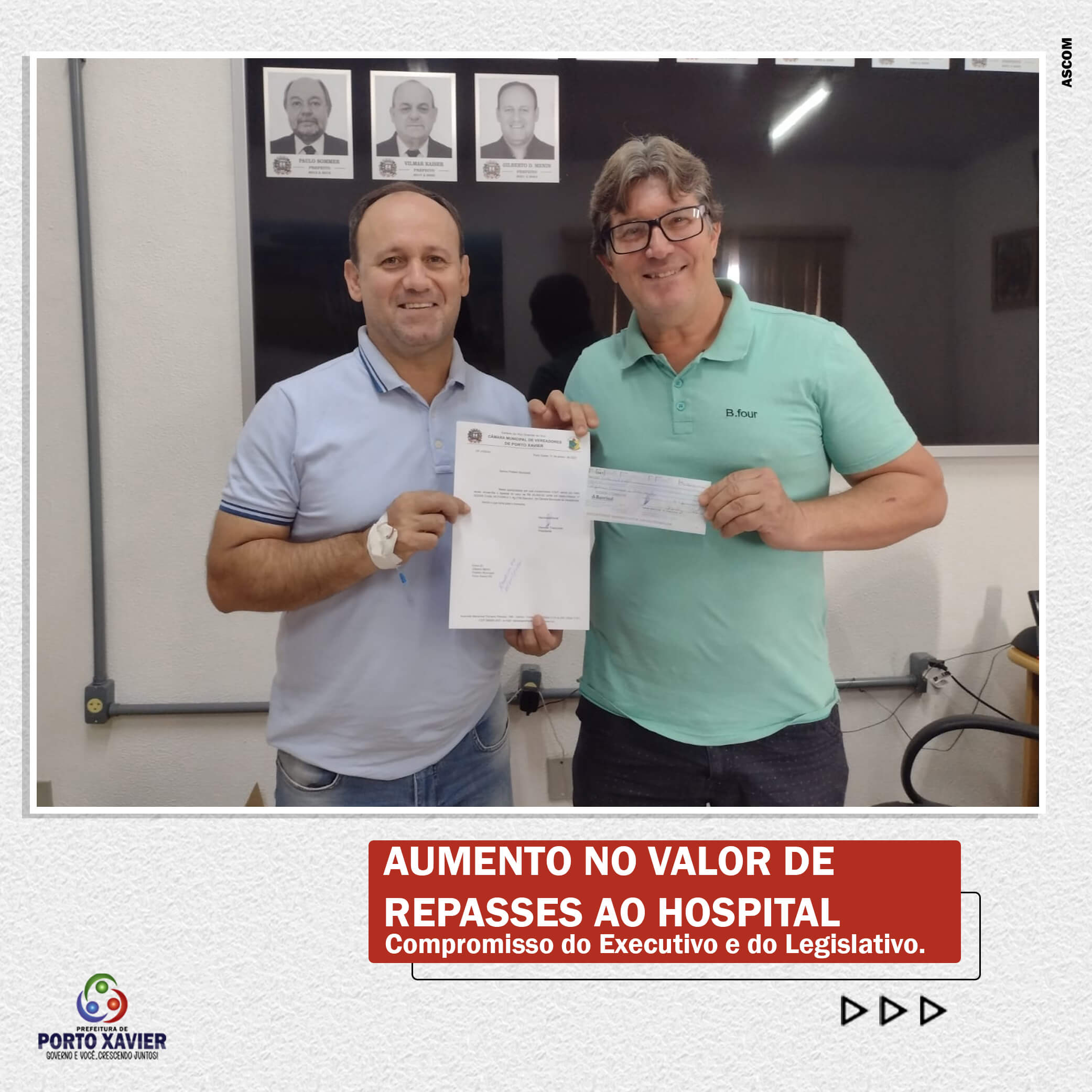 AUMENTO NO VALOR DE REPASSES AO HOSPITAL